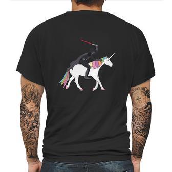 Darth Vader Is Riding The Unicorn Mens Back Print T-shirt | Favorety