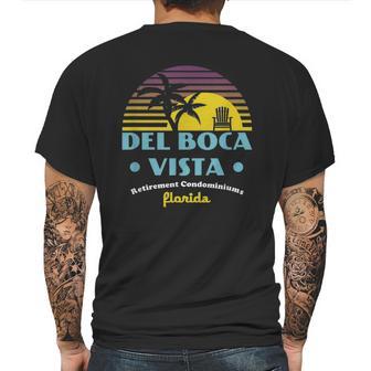 Del Boca Vista Retirement Community Vintage Mens Back Print T-shirt | Favorety