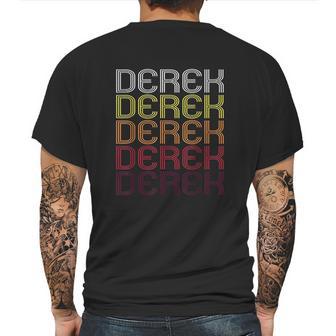 Derek Retro Wordmark Pattern Vintage Style Mens Back Print T-shirt | Favorety