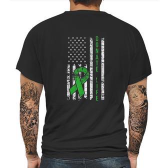 Distressed Donate Life Usa Flag Organ Kidney Donor Ribbon Mens Back Print T-shirt | Favorety UK