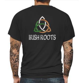 Distressed Irish Roots Celtic Knot Mens Back Print T-shirt | Favorety