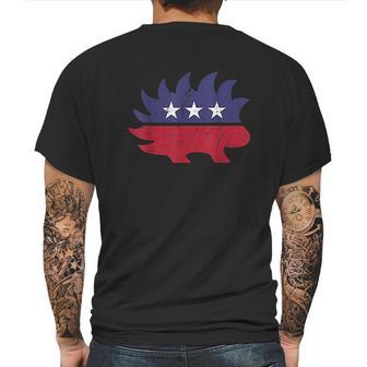 Distressed Libertarian Porcupine Party Mens Back Print T-shirt | Favorety CA