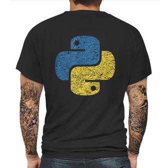 Distressed Python Logo For Engineers Mens Back Print T-shirt | Favorety UK