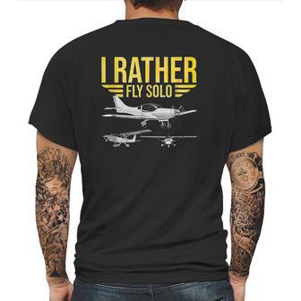 Distressed I Rather Fly Solo Funny Airplane Pilot Mens Back Print T-shirt | Favorety