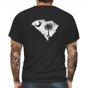 Distressed White South Carolina State Flag Outline Mens Back Print T-shirt | Favorety UK