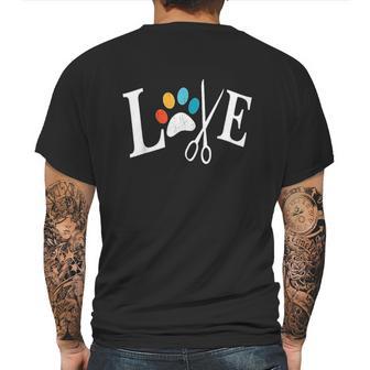 Dog Grooming Love Dogs Pet Daycare Groomer Vintage Paw Print Mens Back Print T-shirt | Favorety AU