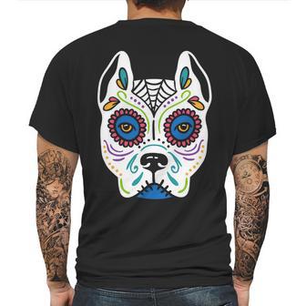 Dog Sugar Skull Dia De Los Muertos Pit Bull Day Of The Dead Mens Back Print T-shirt | Favorety DE