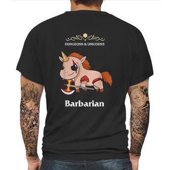 Dungeons And Unicorns Rpg D20 Barbarian Rage Tabletop Gamers Mens Back Print T-shirt | Favorety CA