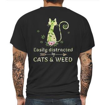 Easily Distracted By Cats And Weed Mens Back Print T-shirt | Favorety UK