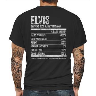 Mens Elvis Nutrition Personalized Name Funny Name Facts Mens Back Print T-shirt | Favorety