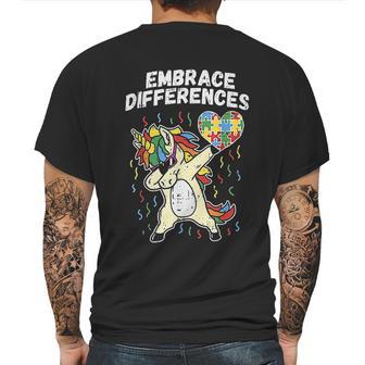 Embrace Differences Dabbing Unicorn Mens Back Print T-shirt | Favorety DE