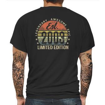 Est 2003 Limited Edition 19Th Birthday Gifts 19 Years Old Mens Back Print T-shirt | Favorety UK