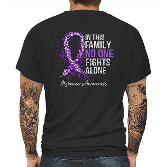 In This Family No One Fights Alone Alzheimer Ribbon Mens Back Print T-shirt | Favorety CA