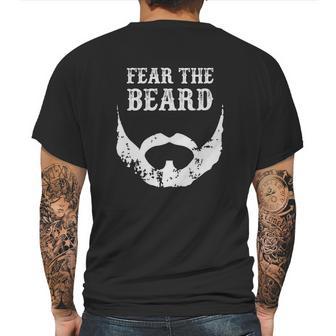 Fear The Beard Tee Distressed Retro Beard &Ampamp Mustache White Mens Back Print T-shirt | Favorety AU