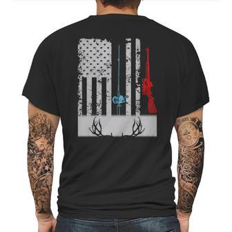 Fishing Rod Hunting Rifle American Flag T-Shirt Mens Back Print T-shirt | Favorety AU