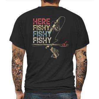 Here Fishy Fishy Fishy Fishing Gift Mens Back Print T-shirt | Favorety DE