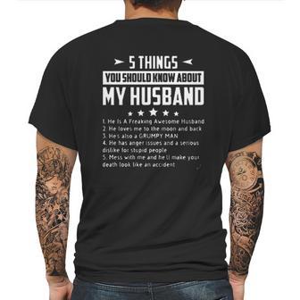 Five Things About My Husband Creative 2022 Gift Mens Back Print T-shirt | Favorety CA