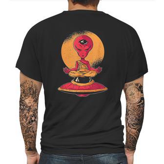 Funny Alien Meditation Monk Mens Back Print T-shirt | Favorety