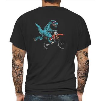 Funny Dino On Dirt Bike Trex Lover Rider Motorcycle Riding Mens Back Print T-shirt | Favorety