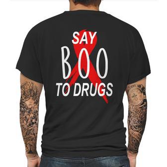 Funny Halloween Say Boo To Drugs Awareness Red Ribbon Mens Back Print T-shirt | Favorety DE