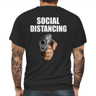 Funny Social Distancing Gun Mens Back Print T-shirt | Favorety