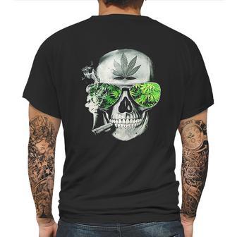 Funny Style Weed Cannabis Marijuana Smoking Skull Mens Back Print T-shirt | Favorety