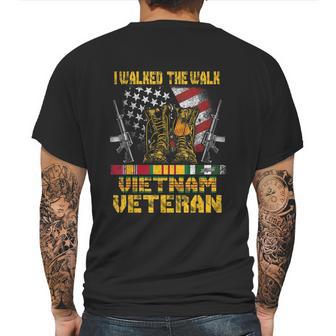 Funny Vietnam Veteran With Us Flag Gift With Combat Boots Patriotic Gift Mens Back Print T-shirt | Favorety DE