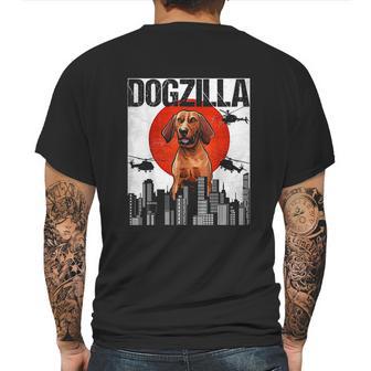 Funny Vintage Japanese Dogzilla Redbone Coonhound Mens Back Print T-shirt | Favorety