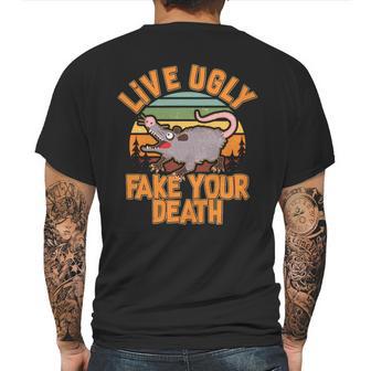 Funny Vintage Live Ugly Fake Your Death Mens Back Print T-shirt | Favorety