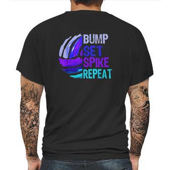 Girls Volleyball Bump Set Spike Repeat Blue Purple Teen Gift Mens Back Print T-shirt | Favorety CA