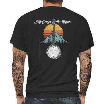 My Grass Is Blue Retro Rocky Mountain Banjo Bluegrass Mens Back Print T-shirt | Favorety UK