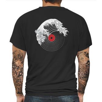 Great Wave Of Music Dj Vinyl Record Turntable Kanagawa Mens Back Print T-shirt | Favorety