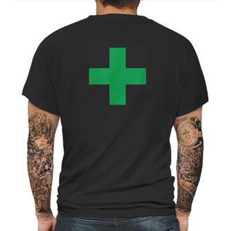 Green Medical Marijuana Cross Symbol Medicine Mens Back Print T-shirt | Favorety