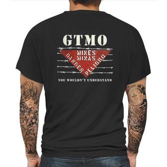 Gtmo Land Mine Barbed Wire Sign Guantanamo Bay Cuba Mens Back Print T-shirt | Favorety AU