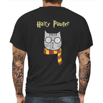 Hairy Pawter Funny Cute Magic Cat With Glasses Gift Mens Back Print T-shirt | Favorety