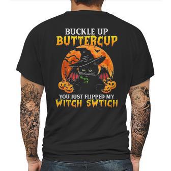 Halloween Cat Buckle Up Buttercup You Just Flipped Mens Back Print T-shirt | Favorety AU