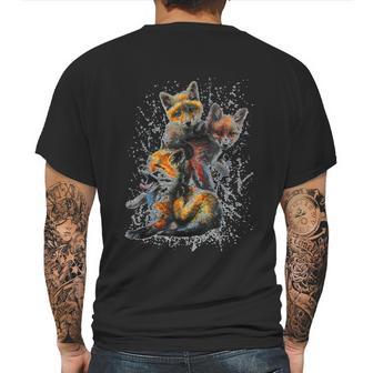 Hand Painted Little Fox Mens Back Print T-shirt | Favorety