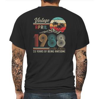 Happy 33Rd Birthday Vintage April 1988 33 Years Old Mens Back Print T-shirt | Favorety UK