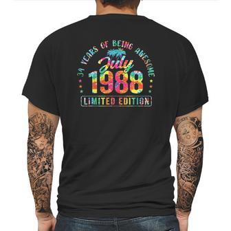 Happy 34Th Birthday Vintage July 1988 34 Years Old Mens Back Print T-shirt | Favorety UK