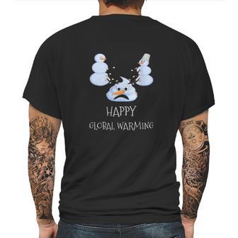 Happy Global Warming Snowmen Emoji Climate Change Mens Back Print T-shirt | Favorety