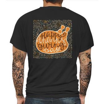 Happy Thanksgiving Day Turkey Pumpkin Logo Mens Back Print T-shirt | Favorety CA