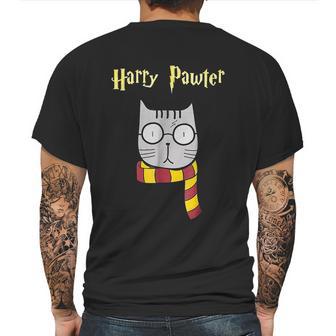 Harry Pawter Funny Magic Cat With Glasses Gift Mens Back Print T-shirt | Favorety CA