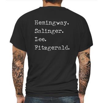 Hemingway Salinger Lee Fitzgerald Famous Author List Mens Back Print T-shirt | Favorety