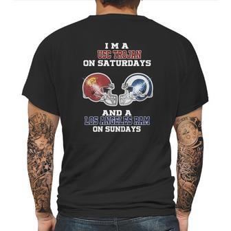 I’M A Usc Trojan On Saturdays And A Los Angeles Ram On Sundays Shirt Mens Back Print T-shirt | Favorety