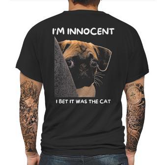 Im Innocent I Bet It Was The Cat Funny Guilty Cute Pug Mens Back Print T-shirt | Favorety UK