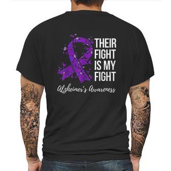 Their Fight Is My Fight Purple Ribbon Alzheimer Mens Back Print T-shirt | Favorety CA