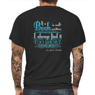 Jane Austen Bookworm Literary Gifts Book Lovers Mens Back Print T-shirt | Favorety CA