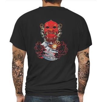 Japanese Red Samurai Oni Ogre Kanagawa Wave Demon Mens Back Print T-shirt | Favorety
