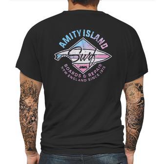 Jaws Amity Island Surf Purple Heather Mens Back Print T-shirt | Favorety