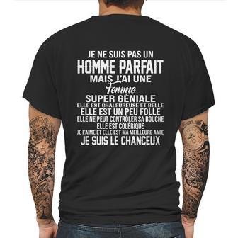 Je Ne Suis Pas Un Homme Parfait Mais Jai Une Femme Je Suis Le Chanceux Mens Back Print T-shirt | Favorety DE